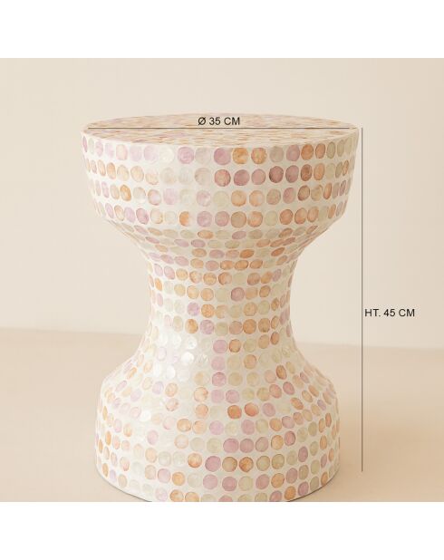 Meuble d'appoint en coquille de capiz elora rose - 35x35x45 cm