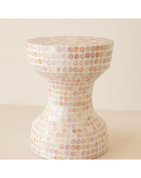 Meuble d'appoint en coquille de capiz elora rose - 35x35x45 cm