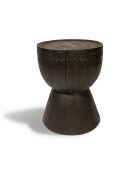Tabouret en bois d'acacia brulé assa noir - D.35x45 cm