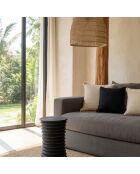 Tabouret en bois d'acacia brulé madi noir - D.30x45 cm