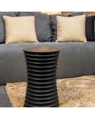 Tabouret en bois d'acacia brulé madi noir - D.30x45 cm