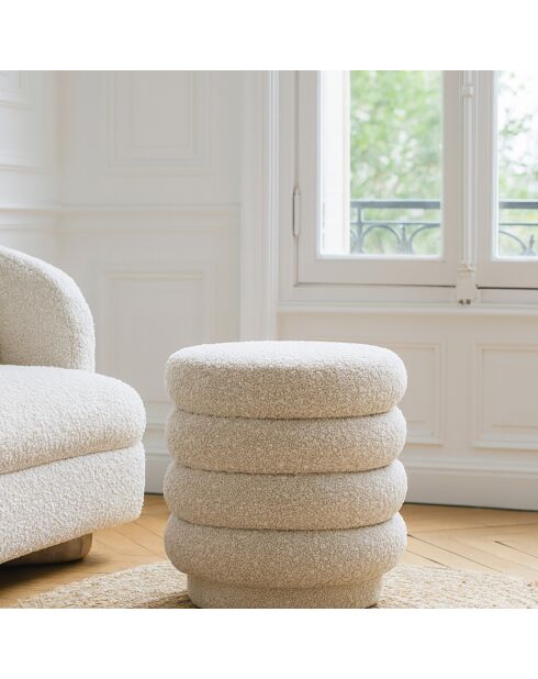 Pouf pivotant en Bouclette Linus beige - 44.5x44.5x45 cm