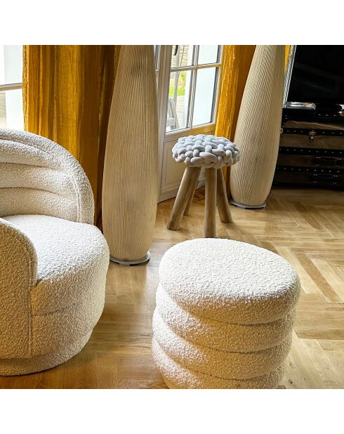 Pouf pivotant en Bouclette Linus beige - 44.5x44.5x45 cm