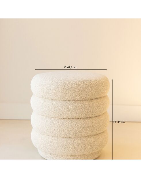 Pouf pivotant en Bouclette Linus beige - 44.5x44.5x45 cm