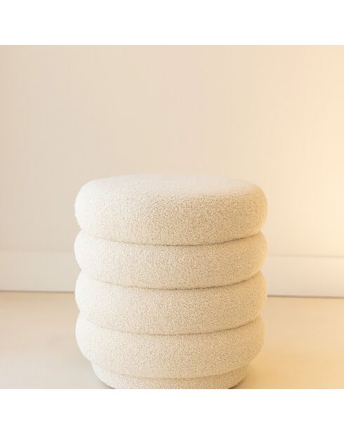 Pouf pivotant en Bouclette Linus beige - 44.5x44.5x45 cm