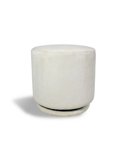 Pouf pivotant en Velours cotelé Casper écru - 40x40x39 cm