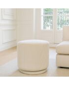 Pouf pivotant en Velours cotelé Casper écru - 40x40x39 cm