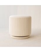 Pouf pivotant en Velours cotelé Casper écru - 40x40x39 cm