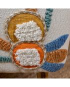 Fauteuil en coton écru brodé à la main maya multicolore - 68x77.5x70cm