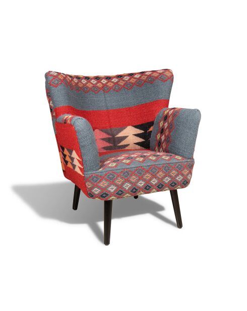 Fauteuil en kilim brodé à la main inca multicolore - 68x77.5x70 cm