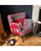 Fauteuil en kilim brodé à la main inca multicolore - 68x77.5x70 cm