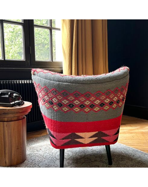 Fauteuil en kilim brodé à la main inca multicolore - 68x77.5x70 cm