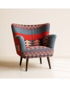 Fauteuil en kilim brodé à la main inca multicolore - 68x77.5x70 cm