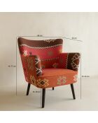 Fauteuil en kilim brodé à la main chaquiras multicolore - 68x77.5x70 cm
