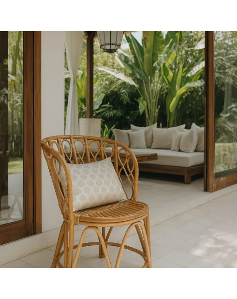 Fauteuil en rotin tressé à la main avec un coussin katavi naturel - 56x54x77 cm