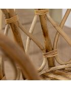 Fauteuil en rotin tressé à la main avec un coussin katavi naturel - 56x54x77 cm