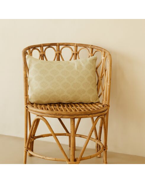 Fauteuil en rotin tressé à la main avec un coussin katavi naturel - 56x54x77 cm