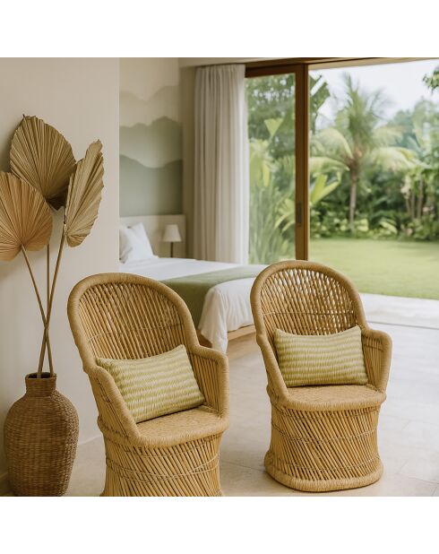 2 fauteuils en bambou avec 2 coussins zamzebe naturel - 70x68x110 cm