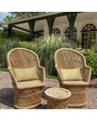 2 fauteuils en bambou avec 2 coussins zamzebe naturel - 70x68x110 cm