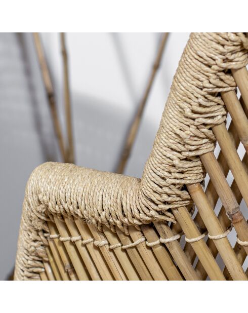 2 fauteuils en bambou avec 2 coussins zamzebe naturel - 70x68x110 cm