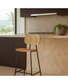 2 Chaises de bar en Rotin Nosara naturel/noir - 45x50x99 cm