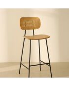 2 Chaises de bar en Rotin Nosara naturel/noir - 45x50x99 cm