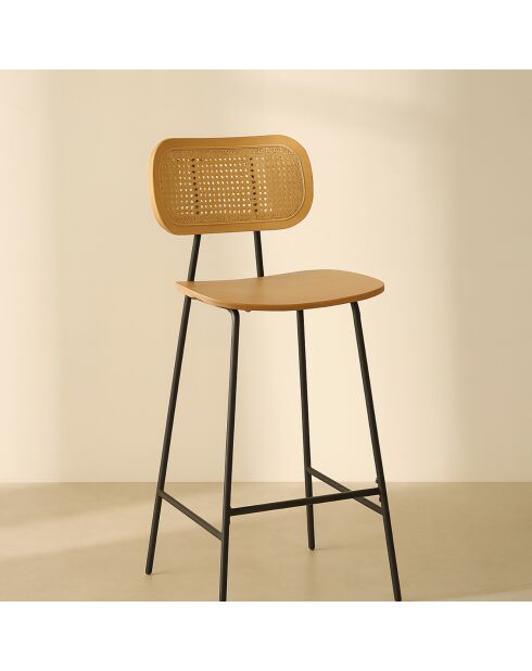 2 Chaises de bar en Rotin Nosara naturel/noir - 45x50x99 cm