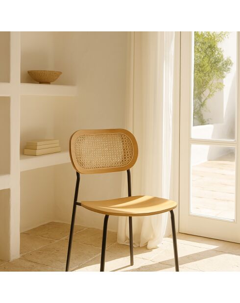 2 Chaises en Rotin Nosara naturel/noir - 47x53x82 cm