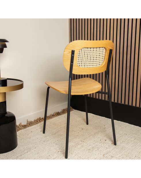 2 Chaises en Rotin Nosara naturel/noir - 47x53x82 cm