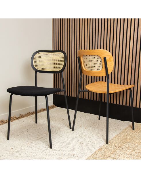 2 Chaises en Rotin Nosara naturel/noir - 47x53x82 cm