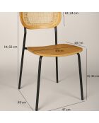 2 Chaises en Rotin Nosara naturel/noir - 47x53x82 cm