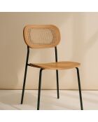 2 Chaises en Rotin Nosara naturel/noir - 47x53x82 cm
