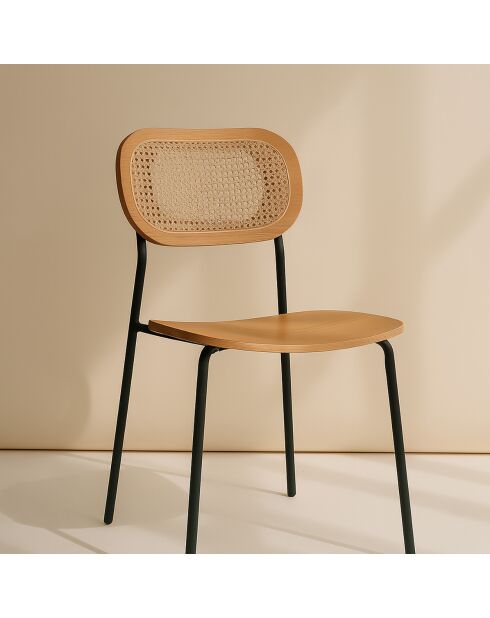 2 Chaises en Rotin Nosara naturel/noir - 47x53x82 cm
