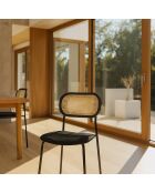2 Chaises en Rotin & Velours cotelé Nosara noires - 47x53x82 cm