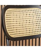 2 Chaises en Rotin & Velours cotelé Nosara noires - 47x53x82 cm