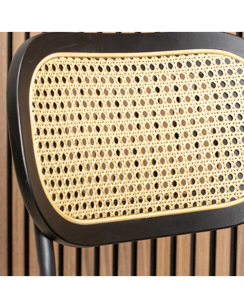 2 Chaises en Rotin & Velours cotelé Nosara noires - 47x53x82 cm