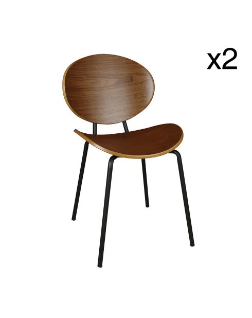 2 Chaises en Bois Gaspard marron/noir - 49x57.5x82.5 cm