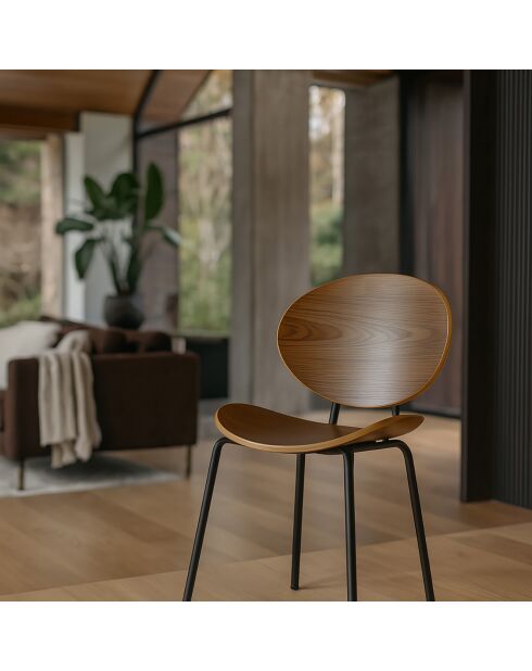 2 Chaises en Bois Gaspard marron/noir - 49x57.5x82.5 cm