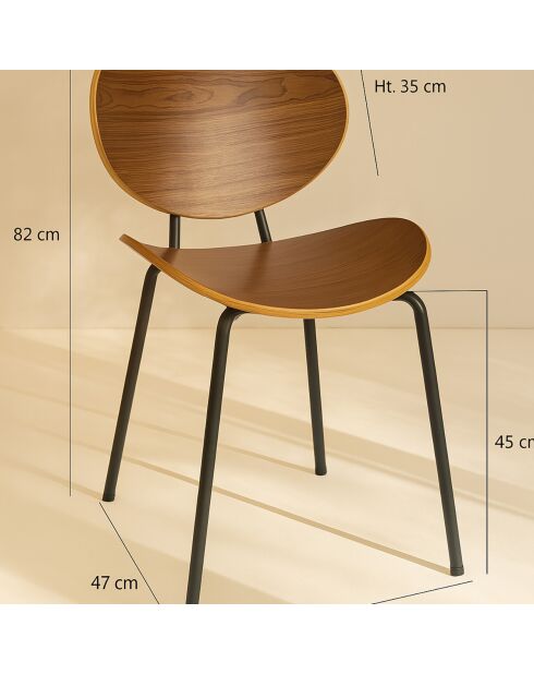2 Chaises en Bois Gaspard marron/noir - 49x57.5x82.5 cm