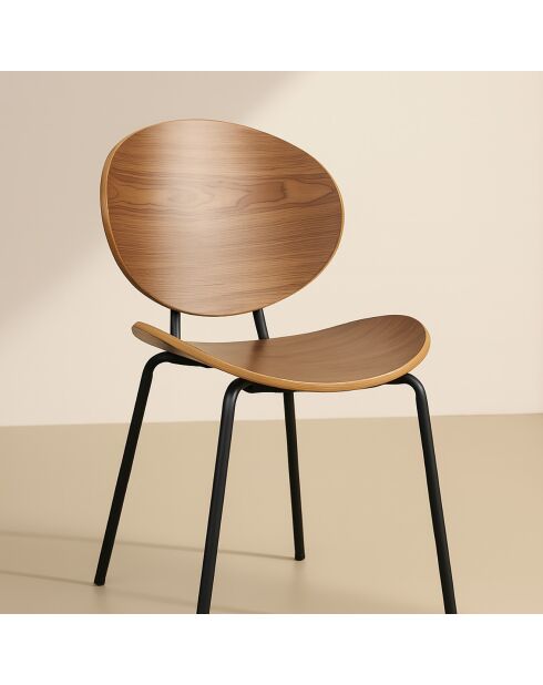2 Chaises en Bois Gaspard marron/noir - 49x57.5x82.5 cm