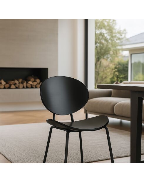 2 Chaises en Bois Gaspard noires - 49x57.5x82.5 cm