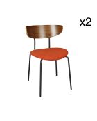 2 Chaises en Velours côtelé Riva noir/terracotta - 51x52x73.5 cm