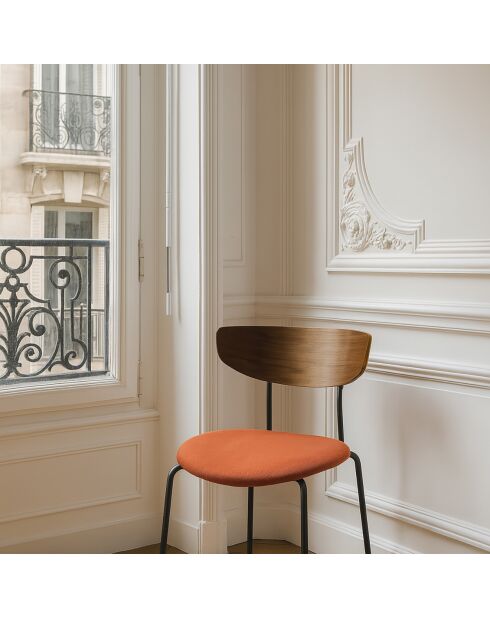 2 Chaises en Velours côtelé Riva noir/terracotta - 51x52x73.5 cm