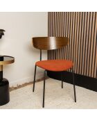 2 Chaises en Velours côtelé Riva noir/terracotta - 51x52x73.5 cm