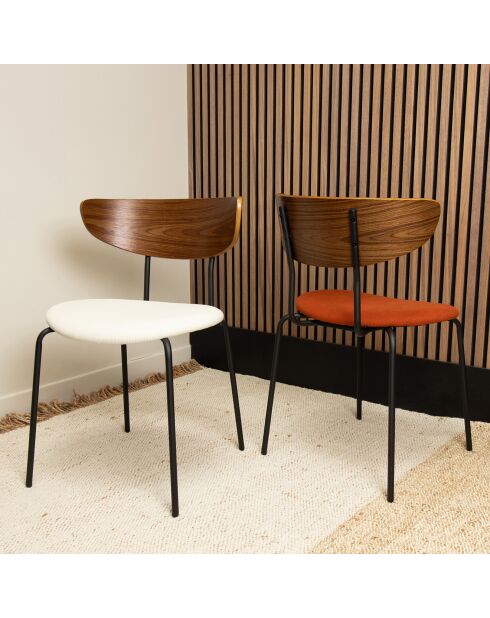 2 Chaises en Velours côtelé Riva noir/terracotta - 51x52x73.5 cm