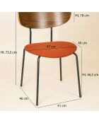 2 Chaises en Velours côtelé Riva noir/terracotta - 51x52x73.5 cm