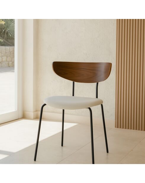 2 Chaises en Velours côtelé Riva écru/noir - 51x52x73.5 cm