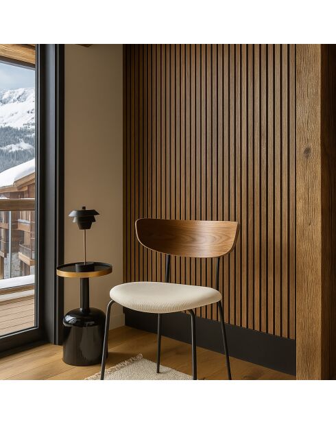 2 Chaises en Velours côtelé Riva écru/noir - 51x52x73.5 cm