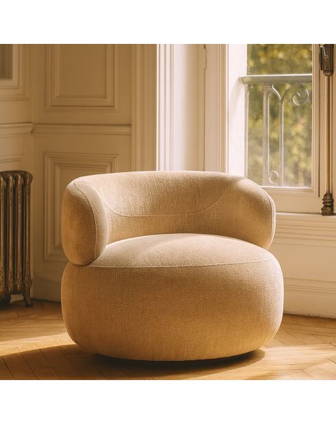 Fauteuil pivotant Glove beige - L.82xH.72xP.85 cm