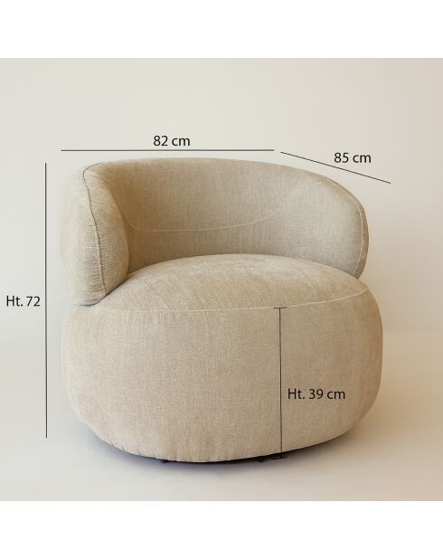 Fauteuil pivotant Glove beige - L.82xH.72xP.85 cm